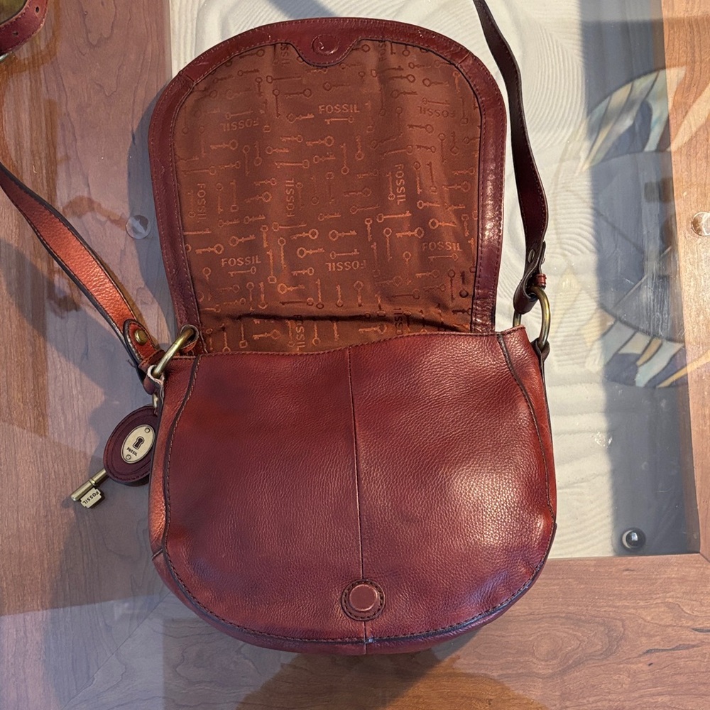 Fossil Vintage Brown Leather Crossbody Saddle Bag - Picture 8 of 14
